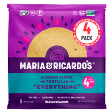 Load image into Gallery viewer, Maria & Ricardo's Almond Flour Tortillas <br>"Everything" (4 Pack, 6 Tortillas per Pack)