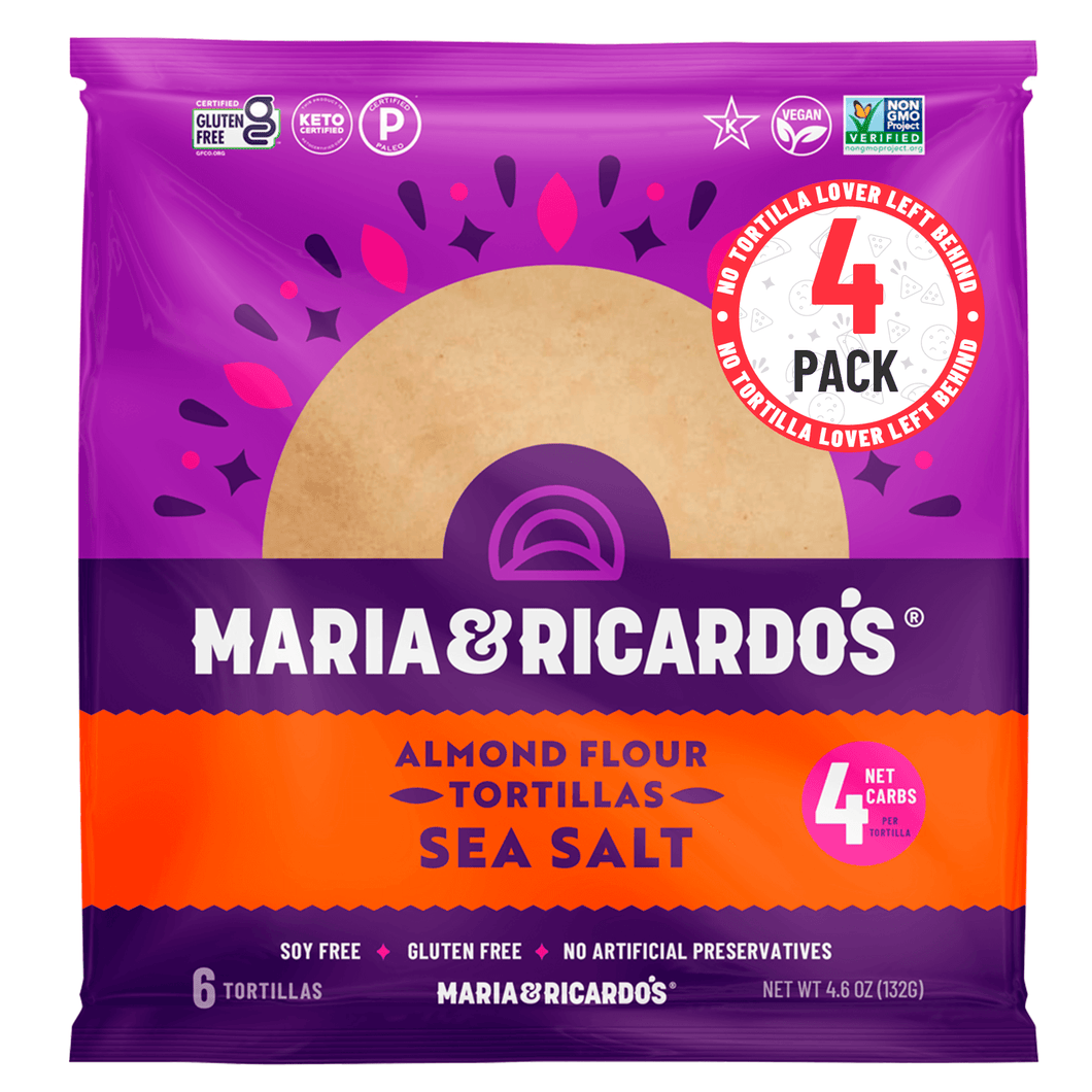Maria & Ricardo's Almond Flour Tortillas<br>Sea Salt (4 Pack, 6 Tortillas per Pack)